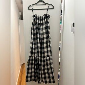 Dissh Black and White Check Linen Maxi Dress, size S/8